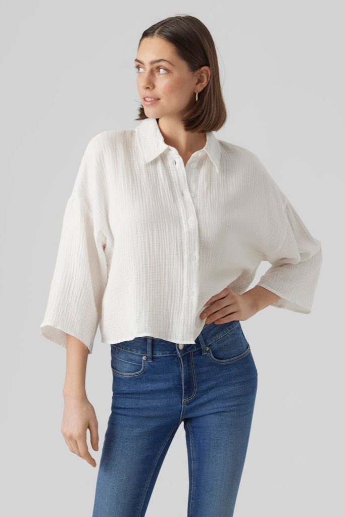 Natali Crop Shirt - Sneeuwwit