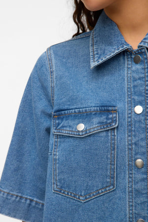 Fenja Short Denim Dress - Medium Blue Denim