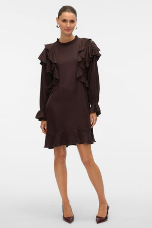 Lizzi Short Flounce Dress - Chocolate Torte