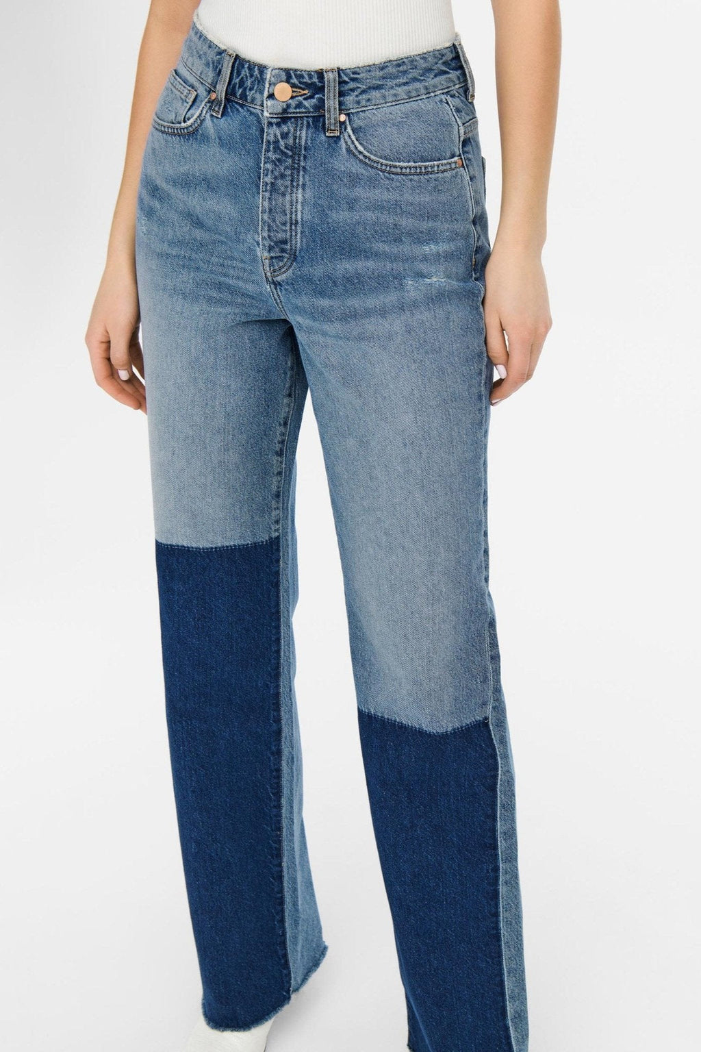 Zikka Color Block Pants - Medium Blue Denim