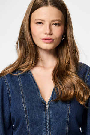 Flora Denim Jurk - Donkerblauw Denim