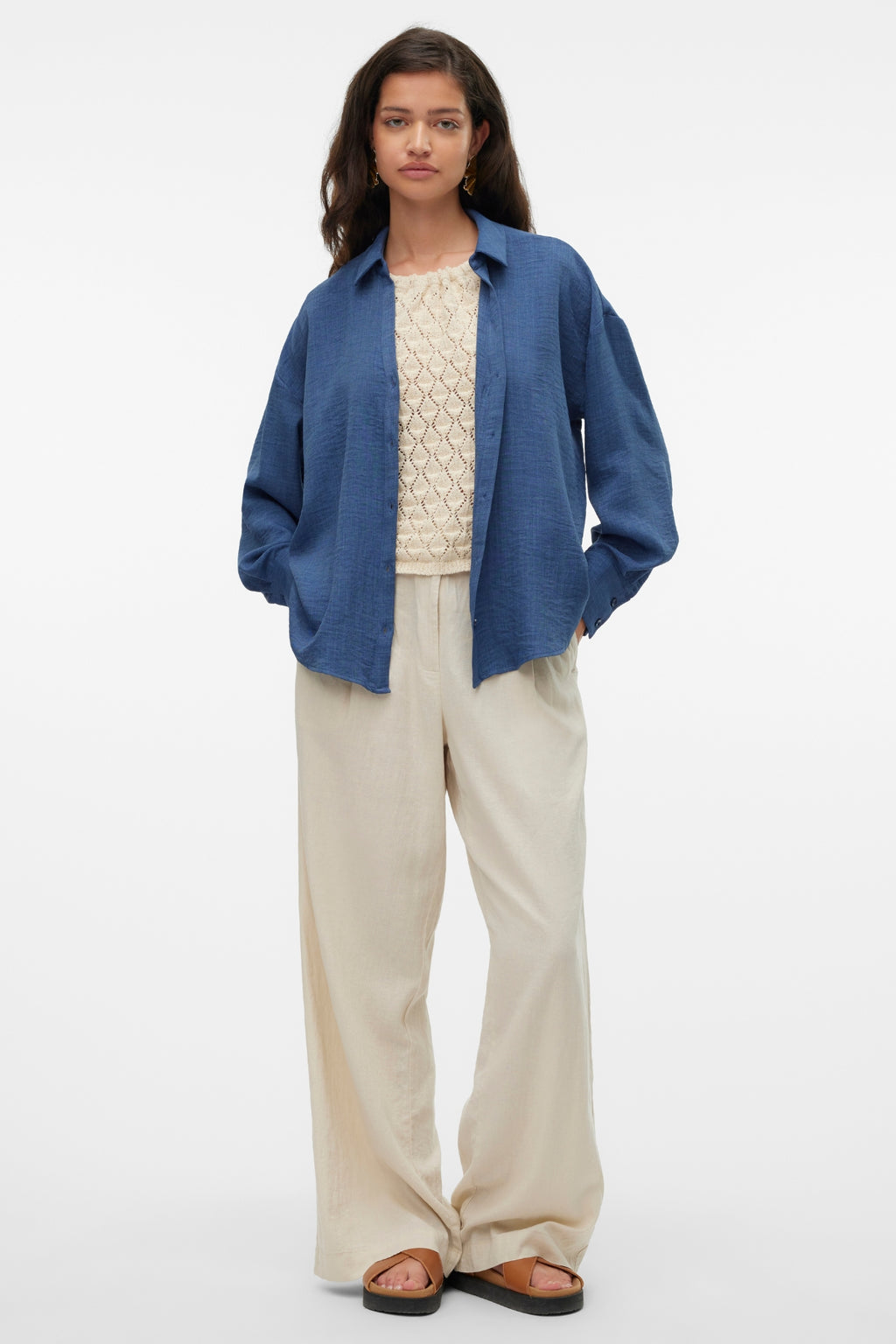 Melaney Queeny overhemd - Donker denim gemêleerd