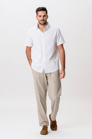 Korte mouw linnen shirt - wit
