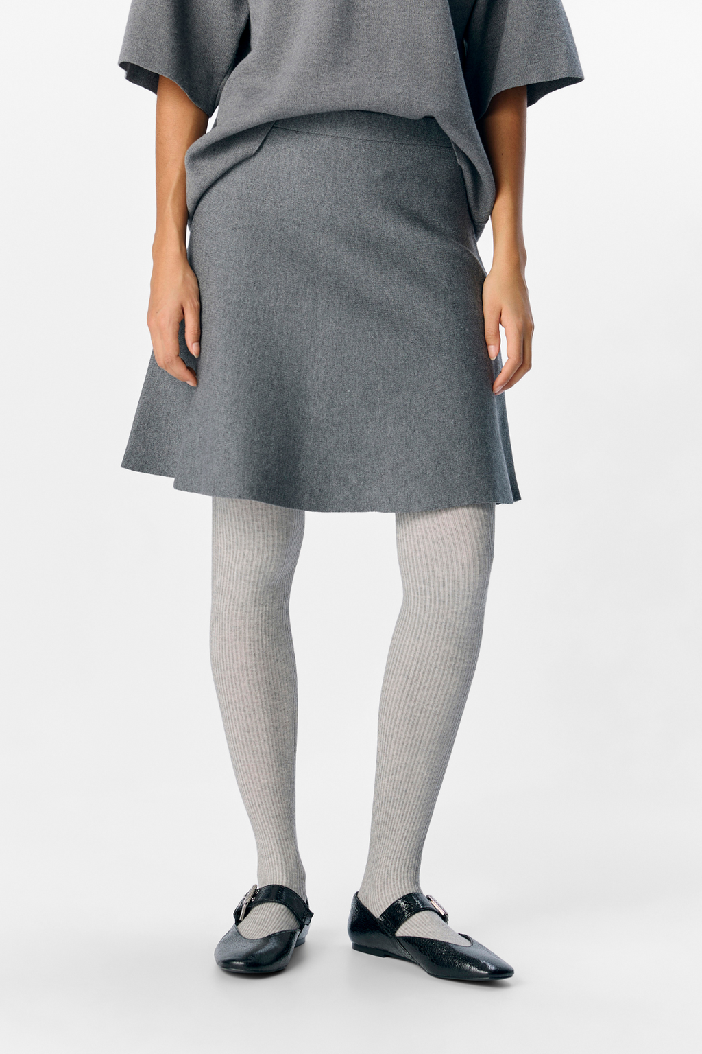 Reynard HW Korte gebreide rok - Medium Gray Melange