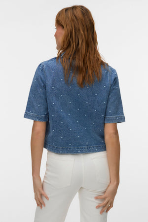 Dionne 2/4 Denim Overhemd - Medium Blauw Denim - Hart