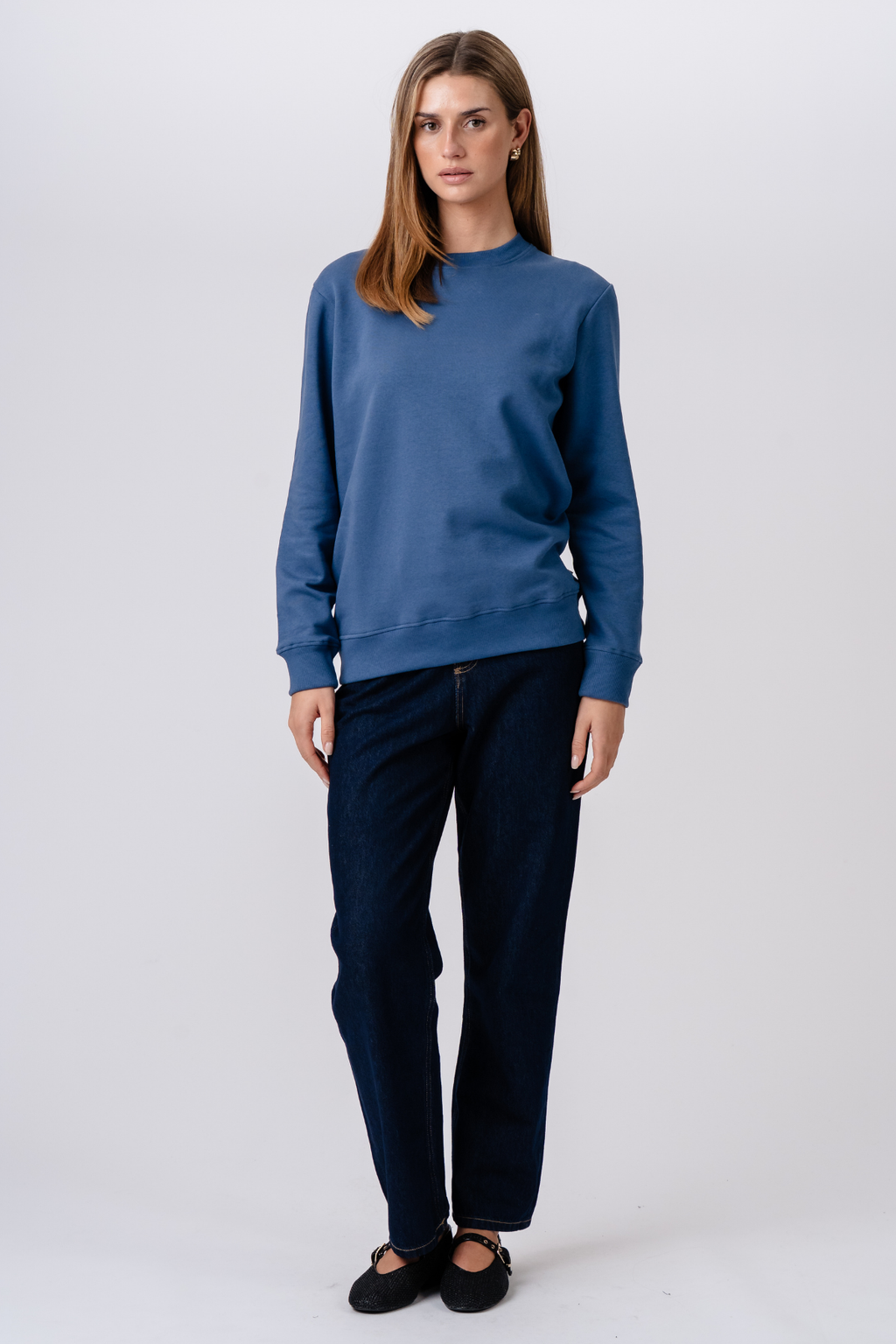Sweatshirt met ronde hals - Blauw