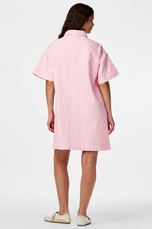Hemelse denimjurk in A-vorm - Roze lepelaar