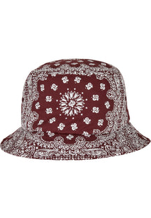 Bandana Print Bucket Hat - Cherry/White