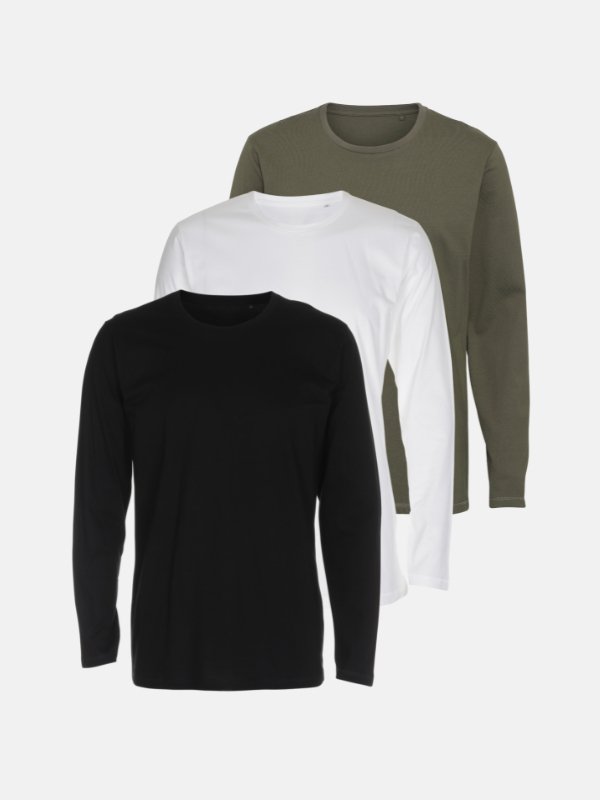 Basic T-shirt met lange mouwen-pakketdeal (3 pcs.)