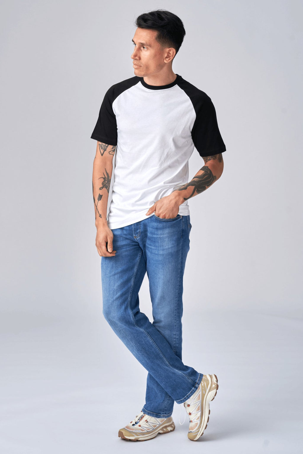 Basic Raglan T -shirt - zwart en wit