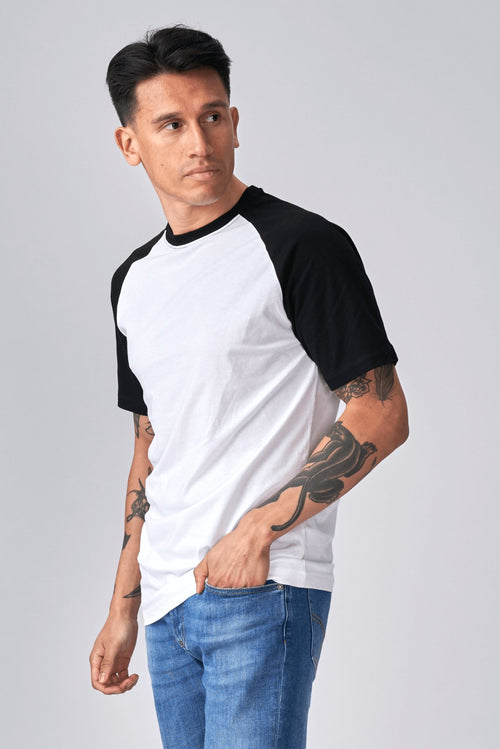 Basic raglan T-shirt - Black and white - TeeShoppen Group™ - T-shirt - TeeShoppen