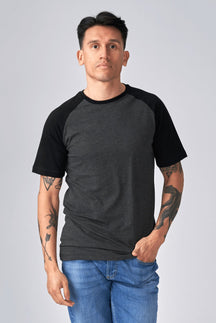 Basic Raglan T-shirt-Zwart-donker grijs