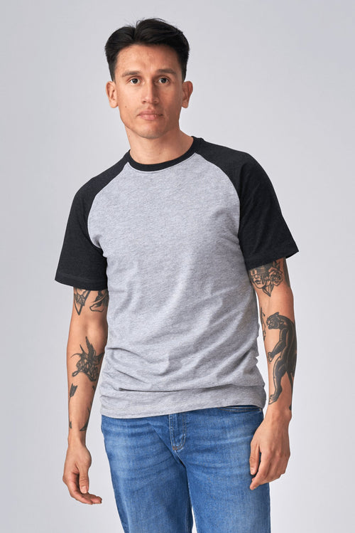 Basic raglan T-shirt - Black-Light Gray - TeeShoppen Group™ - T-shirt - TeeShoppen