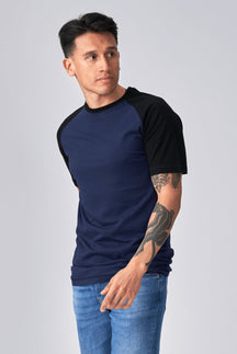 Basic Raglan T-shirt-Black-Navy
