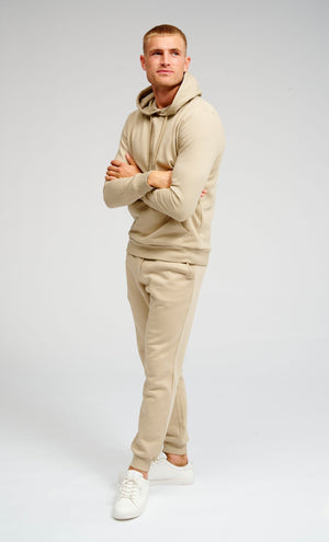 Basic Sweatsuit met hoodie (donker beige) - pakketdeal