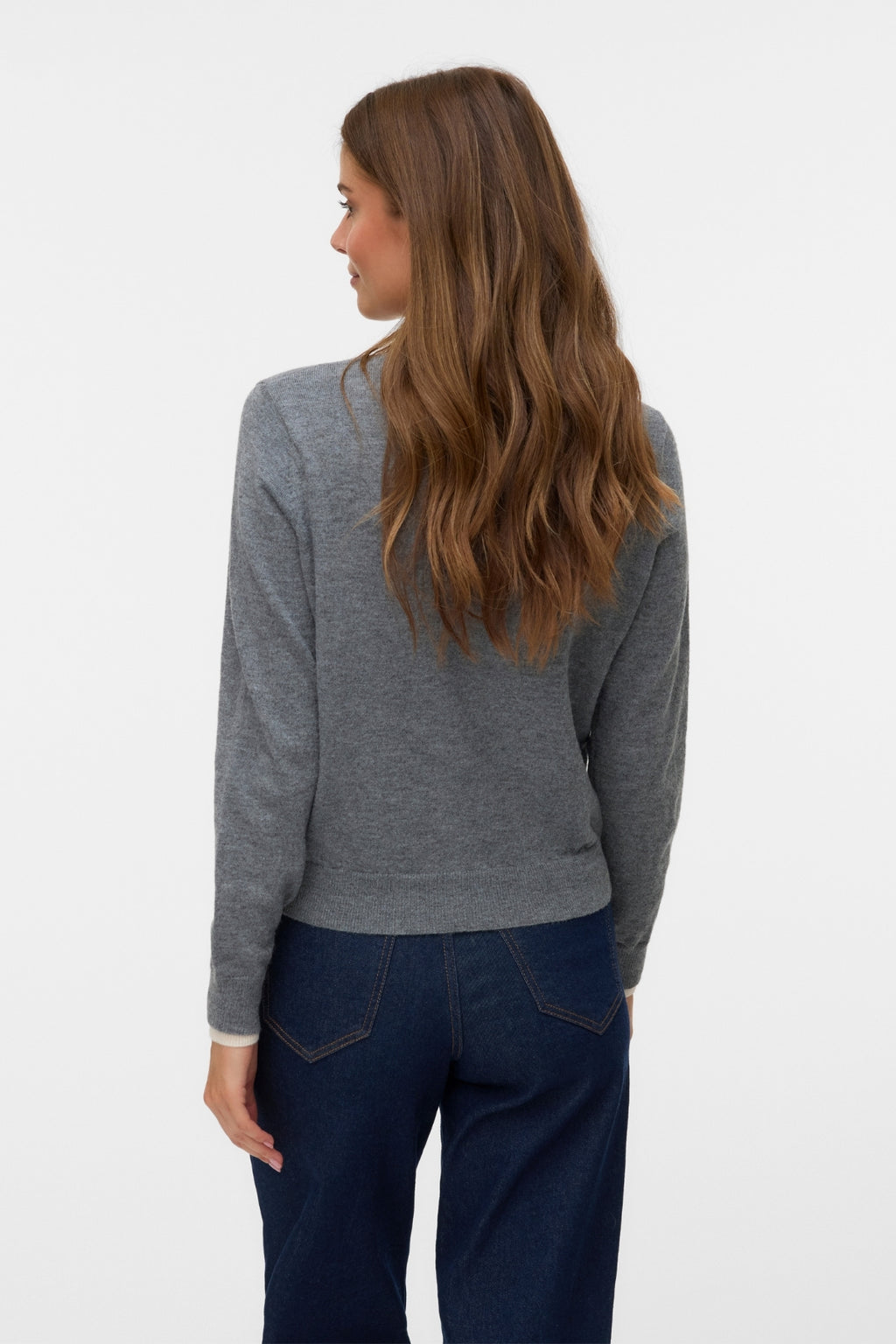 Prachtig vest met O-hals - middengrijs gemêleerd w. Berk