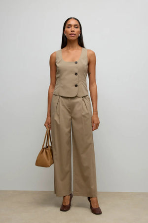 Ayah gilet met U-hals - Dune Melange