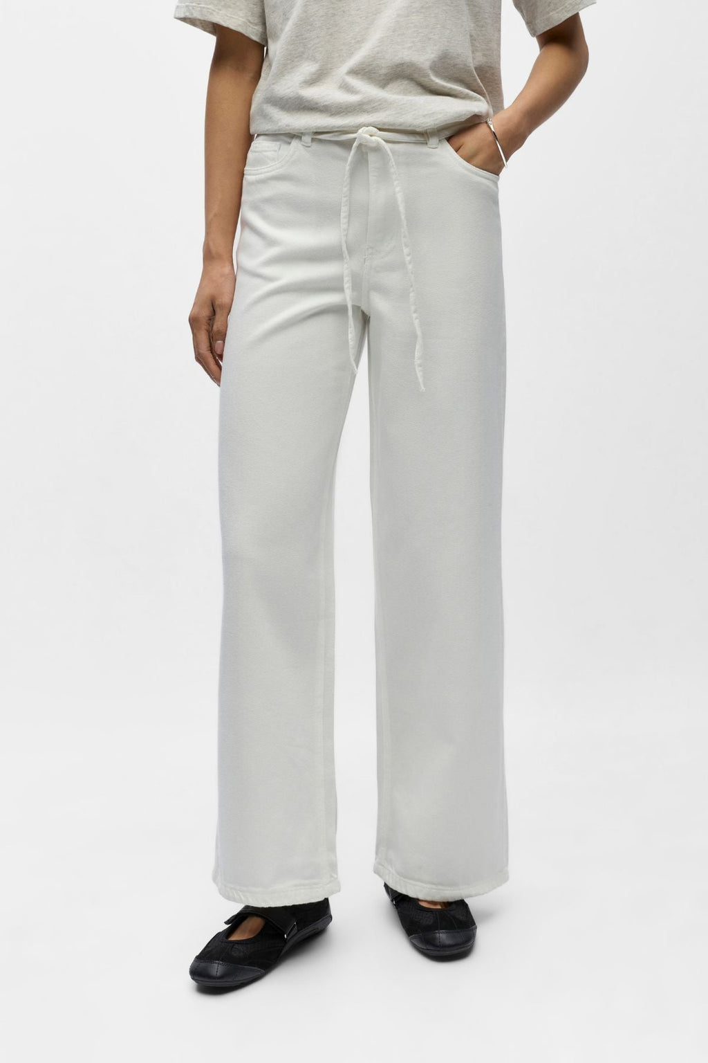 Rosie MW wijde jeans - Cloud Dancer