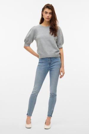 Doffy O-hals trui - lichtgrijs gemêleerd