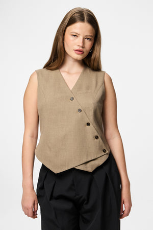 Bubbles Asymmetric Vest - Greige