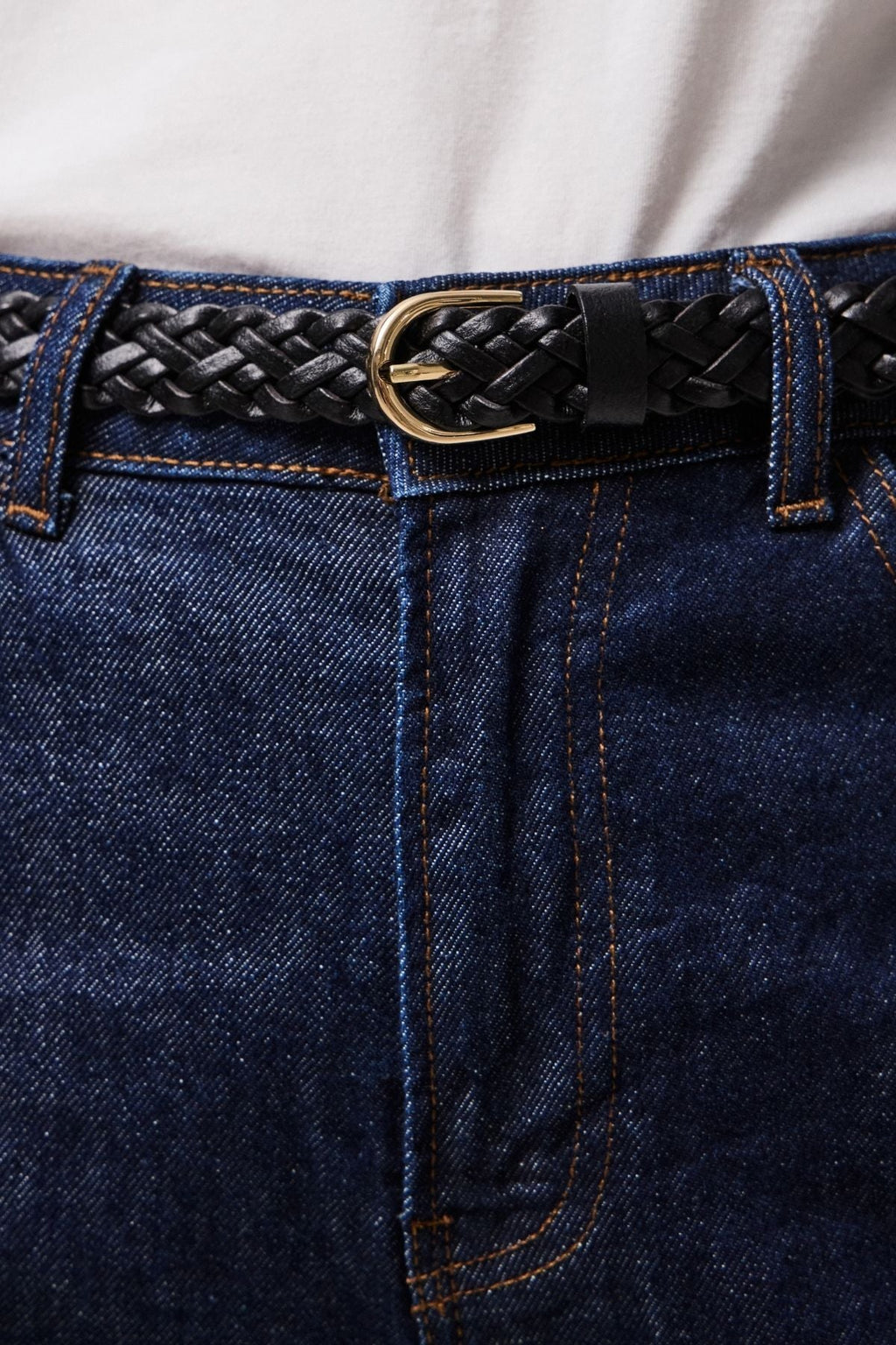 Avery leer gevlochten Slim Riem - zwart