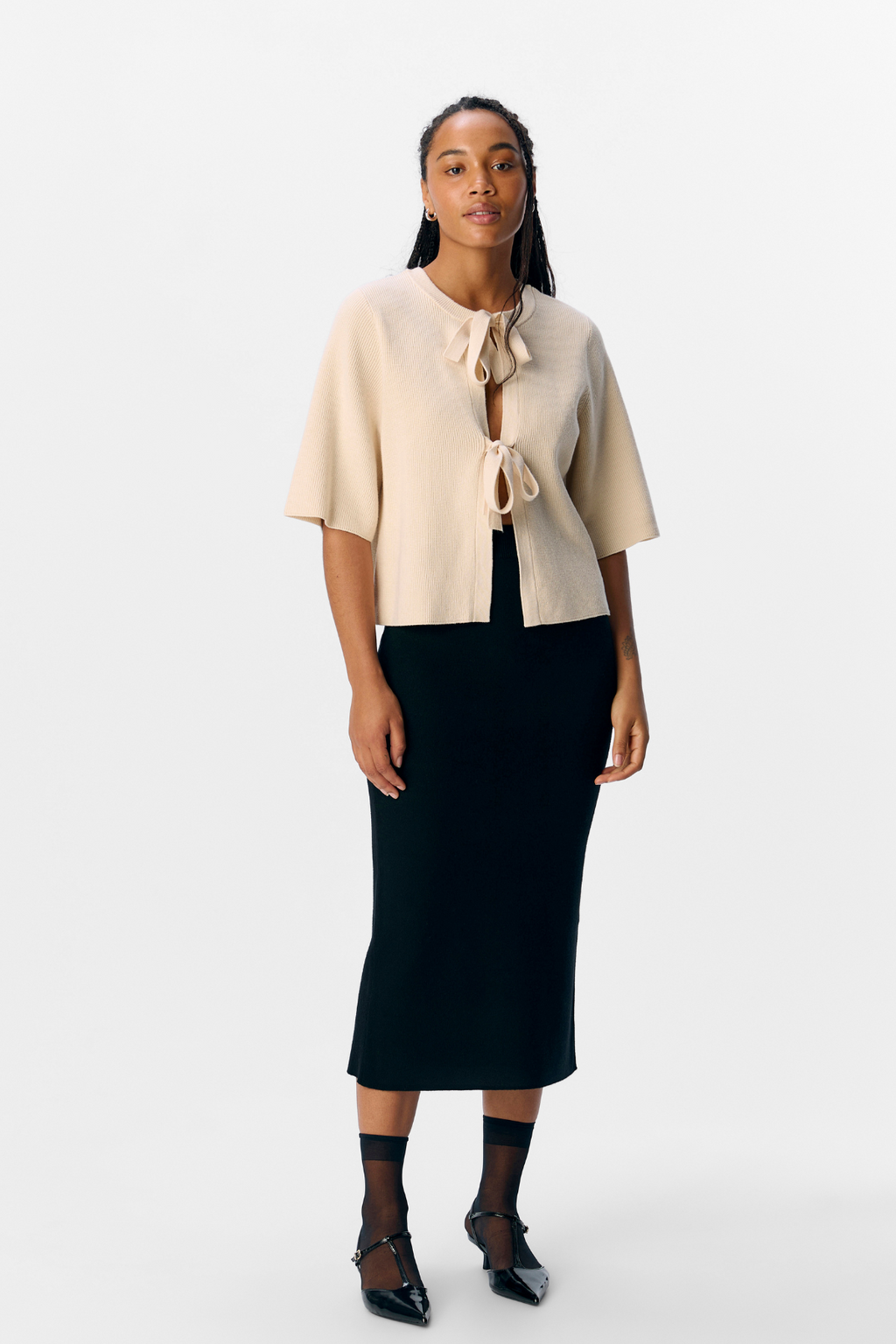 Julla Parvi 2/4 gebreide vest - Sandshell