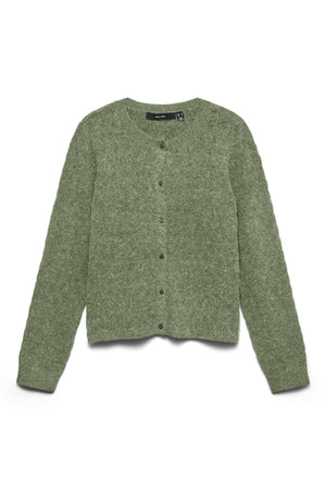 Doffy Stitch Ls O-Neck Cardigan - Oliegroen Melange