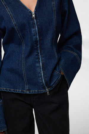 Flora denim overhemd - donkerblauw denim