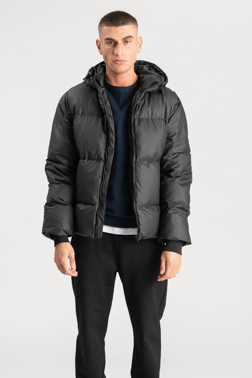 Coated Hooded Jacket - Black - TeeShoppen Group™