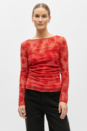 Elodie Top - Cranberry Poinsette-rozen