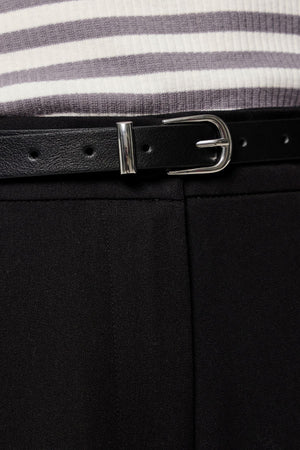 Myra Slim Riem - zwart zilver