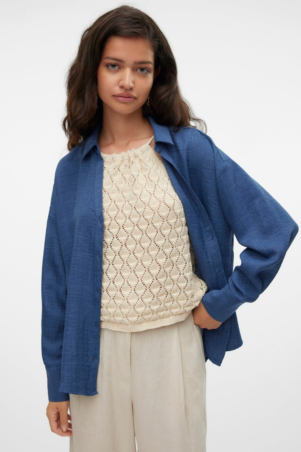 Melaney Queeny overhemd - Donker denim gemêleerd