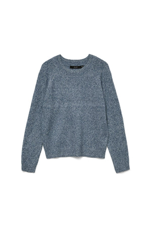Doffy O-Neck Blouse - Dark Denim w. White Melange