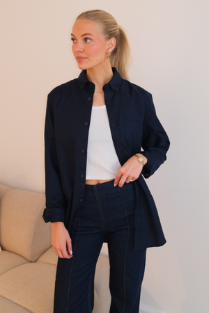Boyfriend Oxford-overhemd - Marine