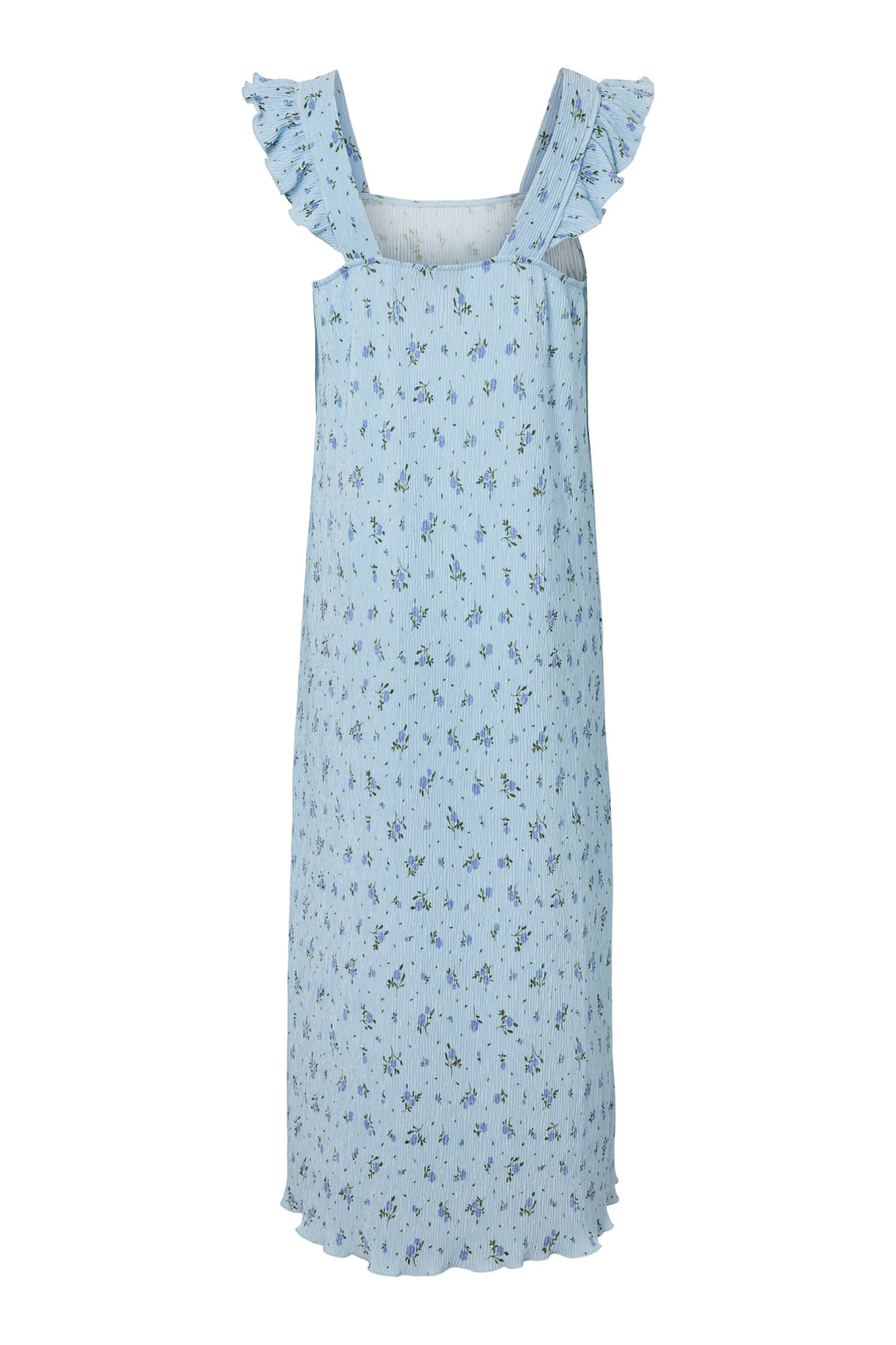 Flora jurk met bandjes en volants - kasjmierblauw