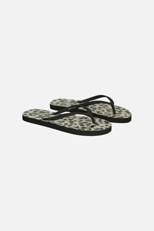 Summer Print Flip Flop - Black Leo