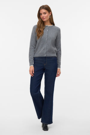 Prachtig vest met O-hals - middengrijs gemêleerd w. Berk