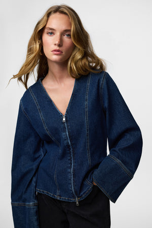 Flora denim overhemd - donkerblauw denim