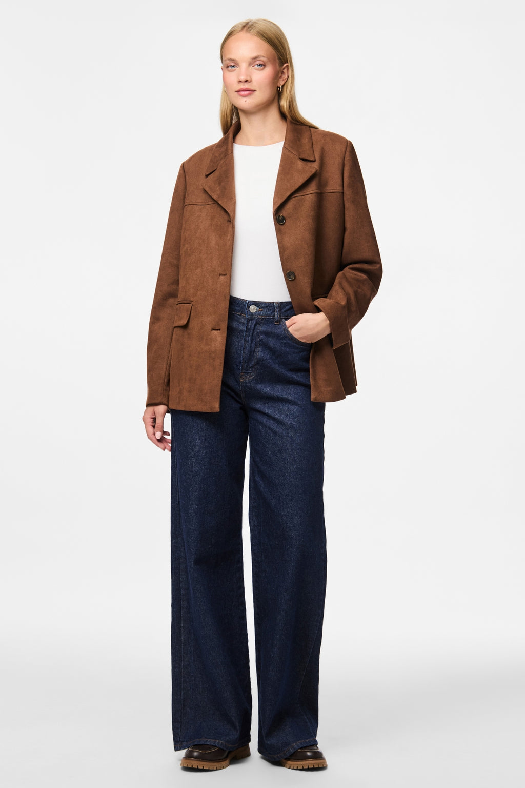 Rakel Brushed Outerwear Blazer - Downtown Brown