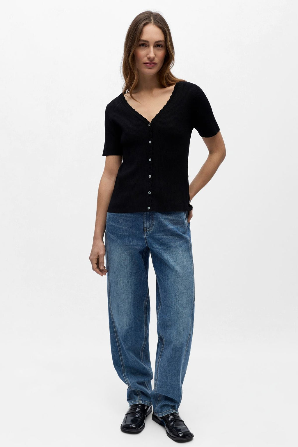 Kelly Re vest met V-hals - Zwart