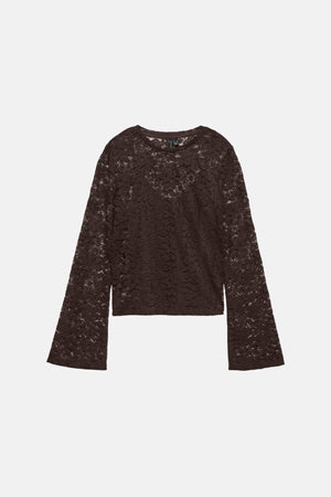 Kanya O -Neck Short Top - Chocolate Torte