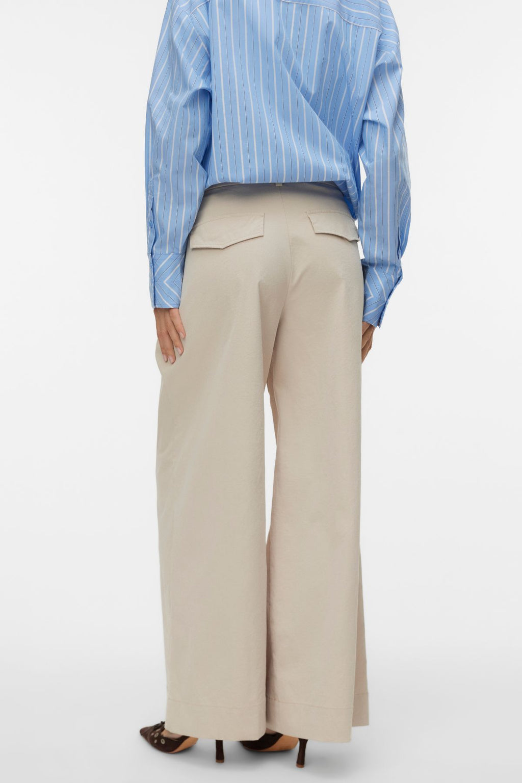 Meng MidWaist Gekreukte Wijde Broek - Cement