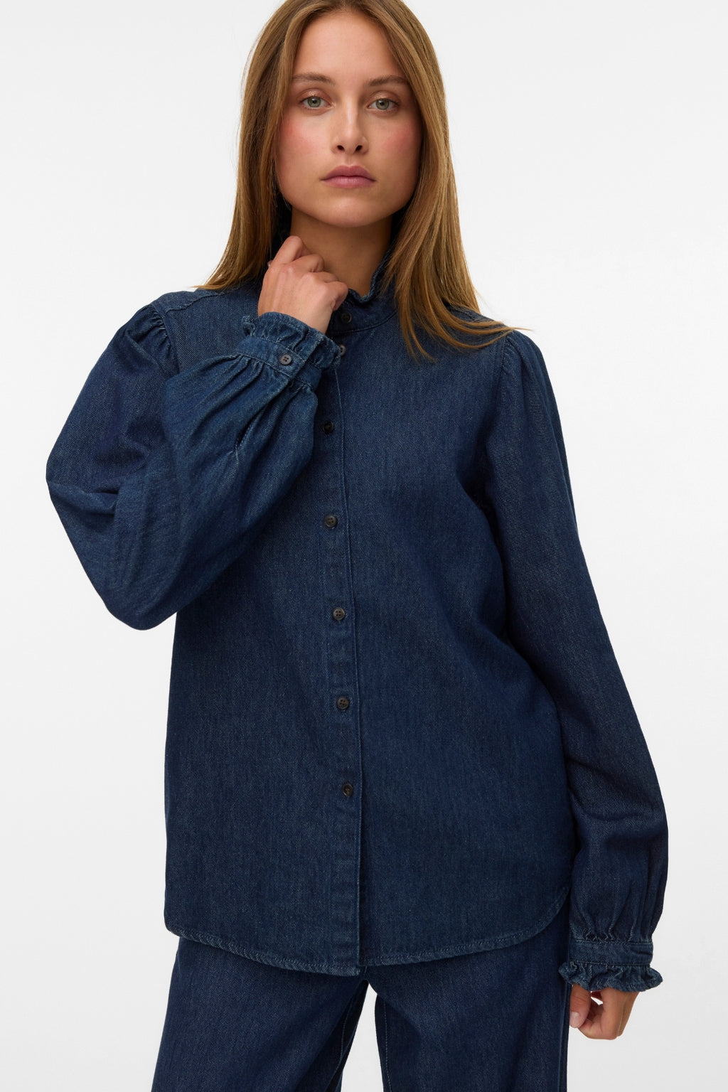 Atla Frill Dnm-shirt - donkerblauw denim