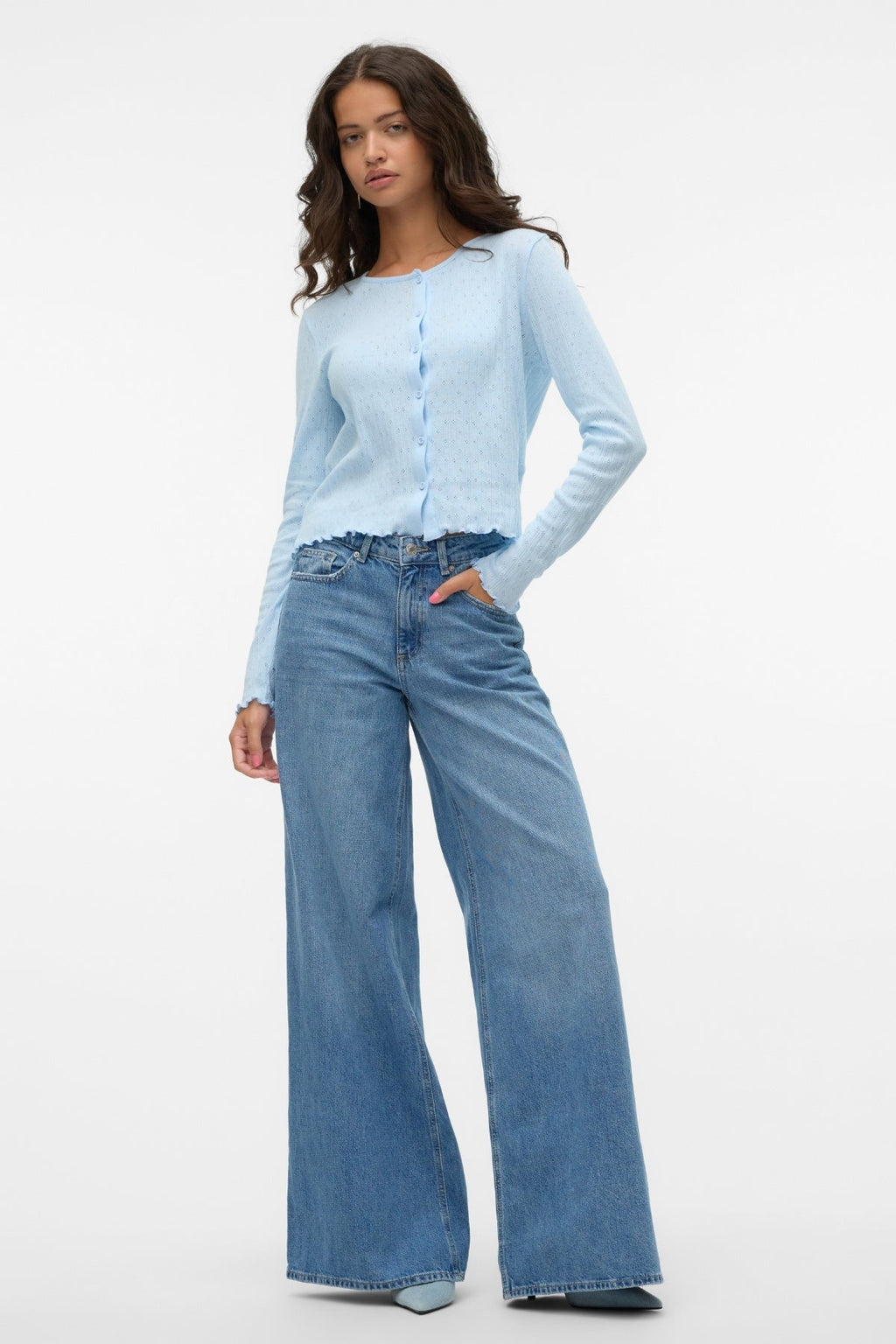 Isa O -Neck Cardigan - Nantucket Breeze