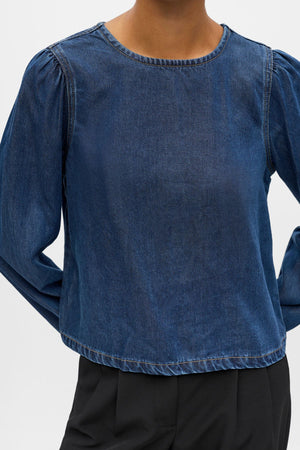 Frame top - donkerblauwe denim