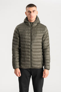 Hooded Light Puffer Jacket - Olive