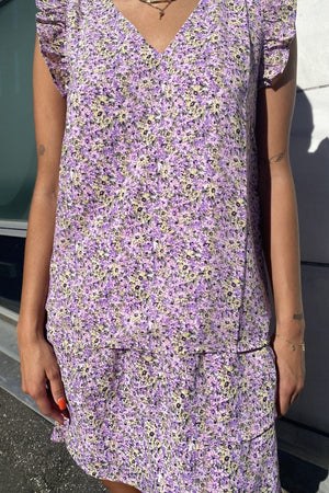 Star Frill V -hals blouse - Lemon Meringue