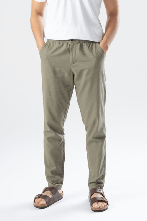 Linen Pants - Army - TeeShoppen Group™ - Pants - TeeShoppen