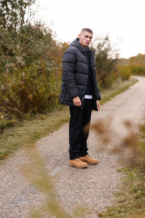 Lang puffer jack - Zwart