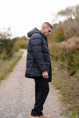 Lang puffer jack - Zwart